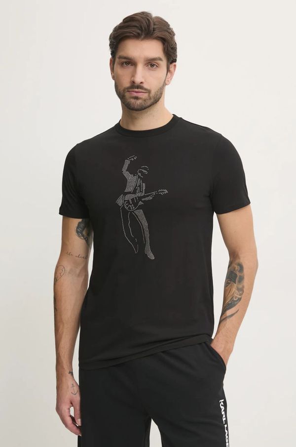 Karl Lagerfeld Bombažna kratka majica Karl Lagerfeld moška, črna barva, 551225.755089