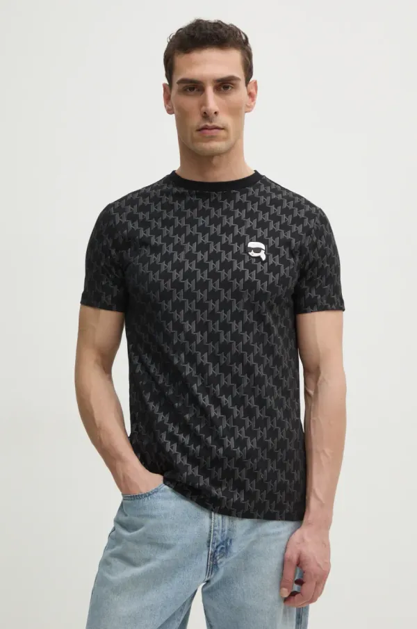 Karl Lagerfeld Bombažna kratka majica Karl Lagerfeld moška, črna barva, 551251.755096