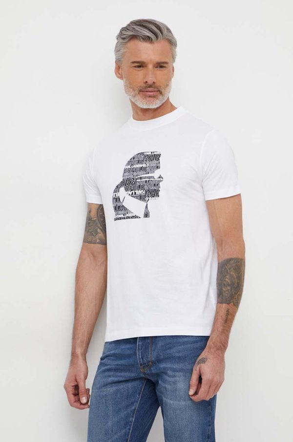 Karl Lagerfeld Bombažna kratka majica Karl Lagerfeld moški, bež barva
