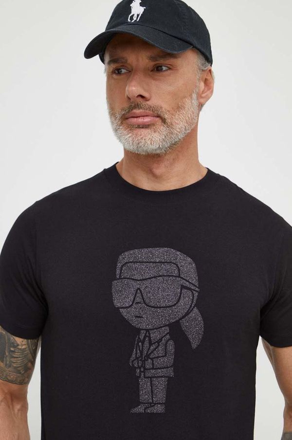 Karl Lagerfeld Bombažna kratka majica Karl Lagerfeld moški, črna barva