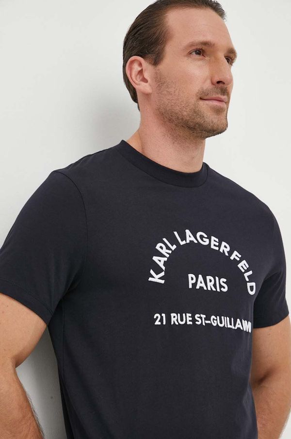 Karl Lagerfeld Bombažna kratka majica Karl Lagerfeld moški, mornarsko modra barva