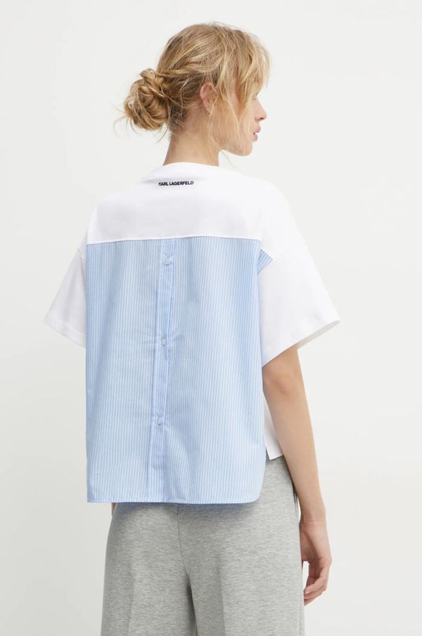 Karl Lagerfeld Bombažna kratka majica Karl Lagerfeld ženska, bela barva, A1W17135