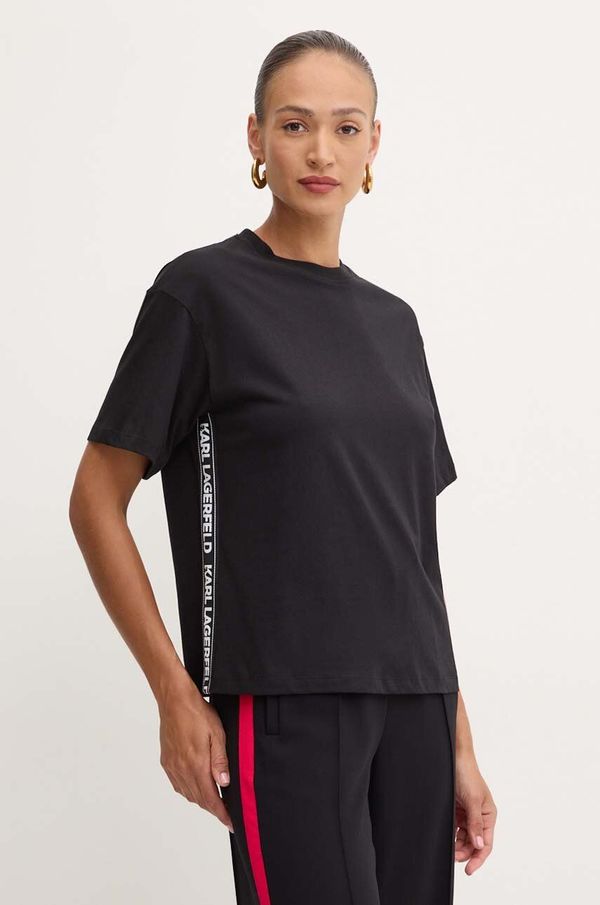 Karl Lagerfeld Bombažna kratka majica Karl Lagerfeld ženska, črna barva, 245W1703