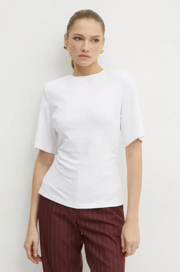 La Mania Bombažna kratka majica La Mania LOGAN ženska, bela barva, LM.LOGAN