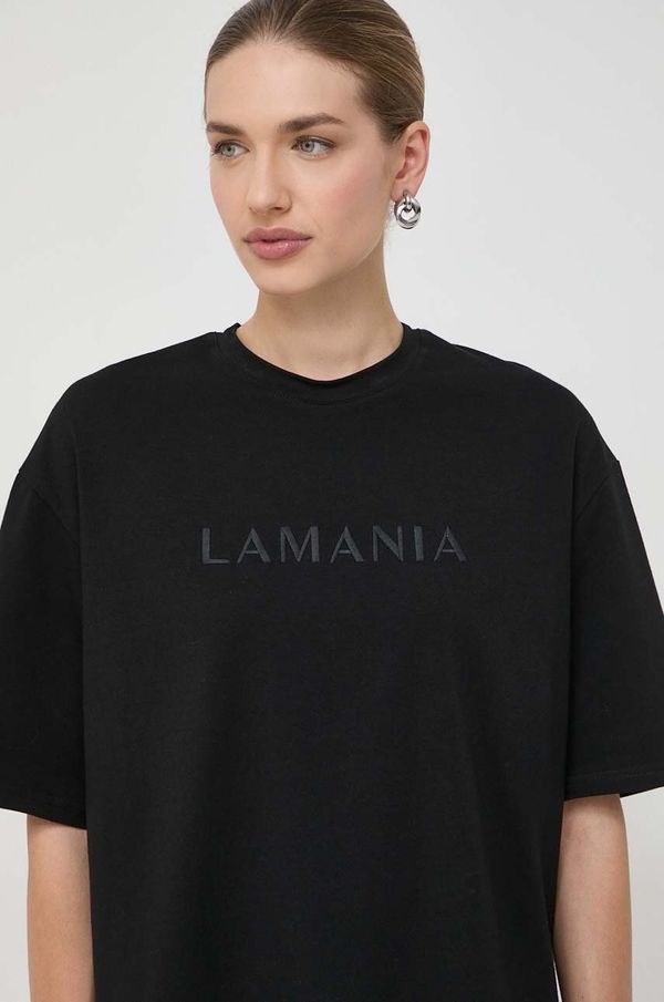 La Mania Bombažna kratka majica La Mania ženski, črna barva