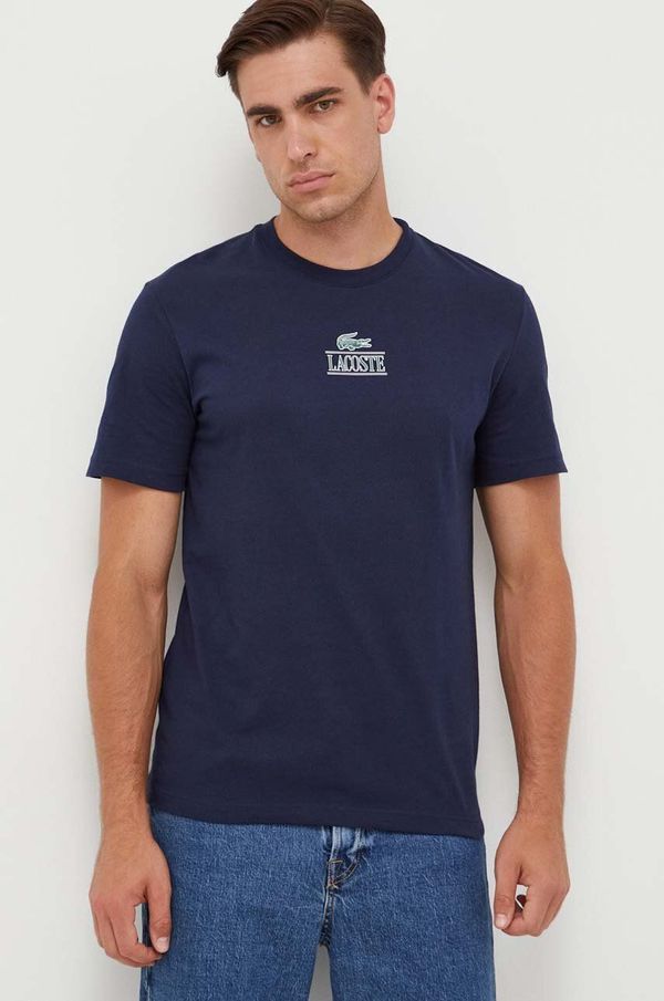 Lacoste Bombažna kratka majica Lacoste mornarsko modra barva