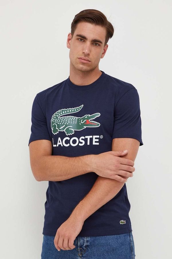 Lacoste Bombažna kratka majica Lacoste mornarsko modra barva