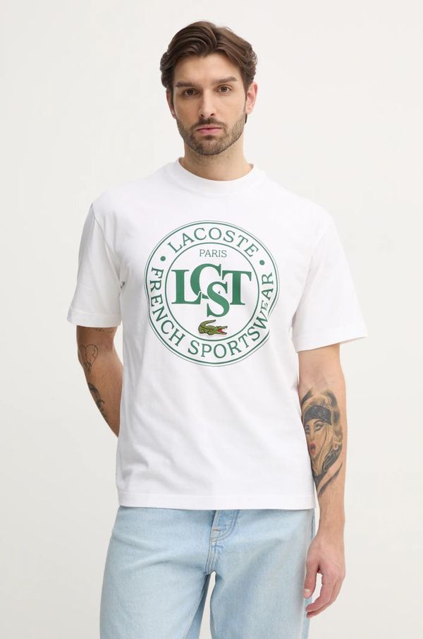 Lacoste Bombažna kratka majica Lacoste moška, bež barva, TH2753