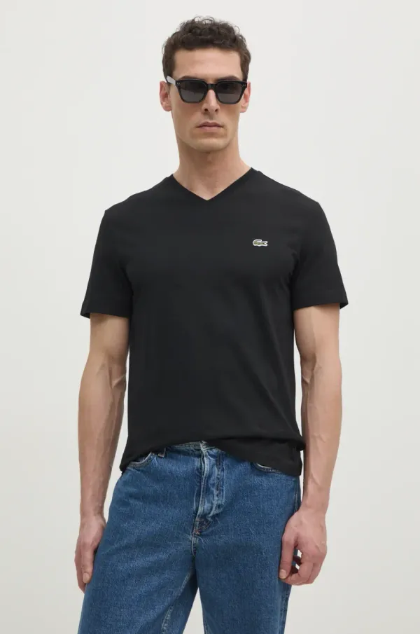 Lacoste Bombažna kratka majica Lacoste moška, zelena barva, TH5077