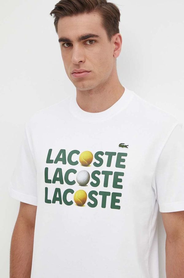 Lacoste Bombažna kratka majica Lacoste moški, bela barva