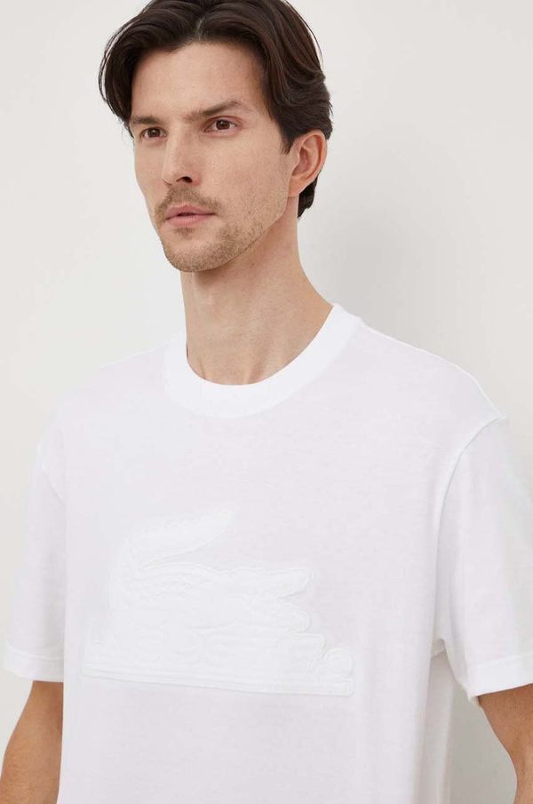Lacoste Bombažna kratka majica Lacoste moški, bela barva