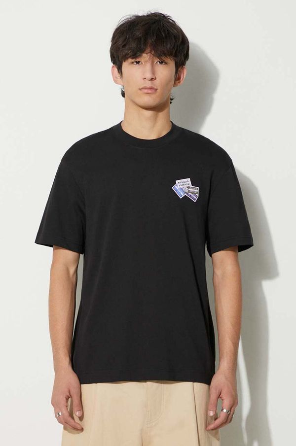 Lacoste Bombažna kratka majica Lacoste moški, črna barva