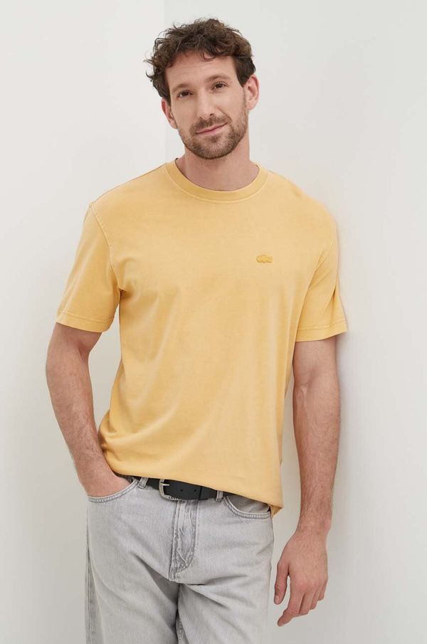 Lacoste Bombažna kratka majica Lacoste moški, oranžna barva