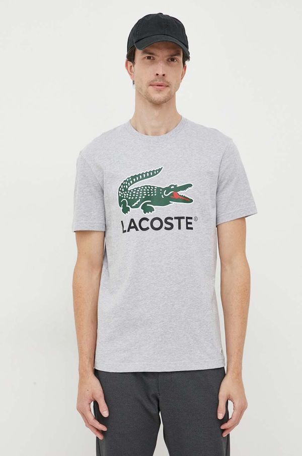 Lacoste Bombažna kratka majica Lacoste siva barva