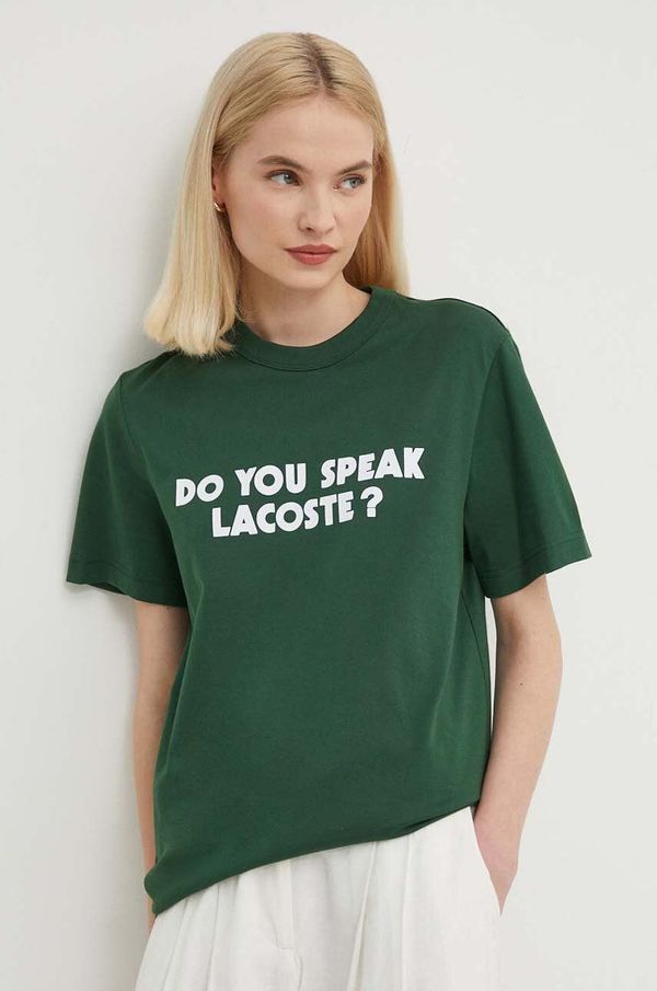 Lacoste Bombažna kratka majica Lacoste zelena barva