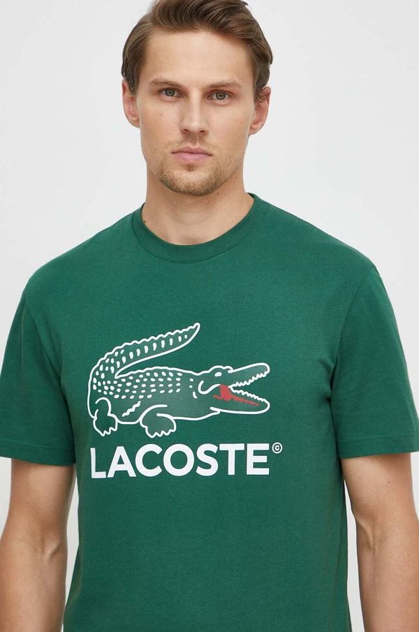 Lacoste Bombažna kratka majica Lacoste zelena barva