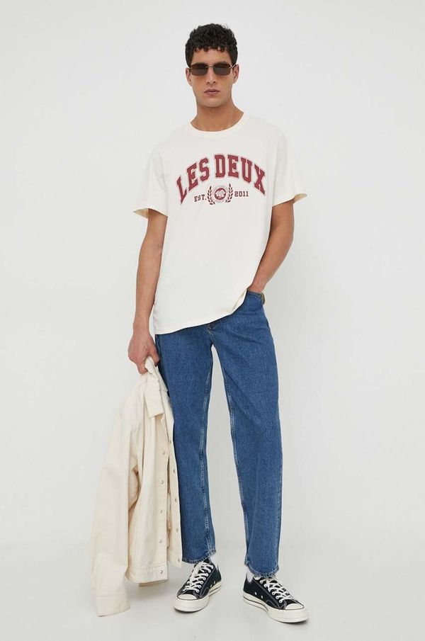 Les Deux Bombažna kratka majica Les Deux moška, bež barva LDM101166