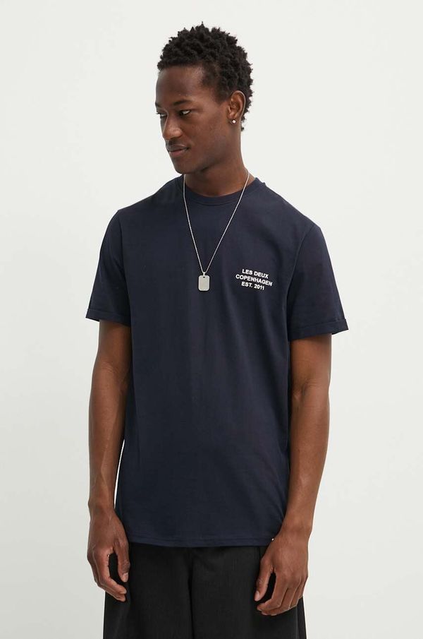 Les Deux Bombažna kratka majica Les Deux moška, črna barva, LDM101165