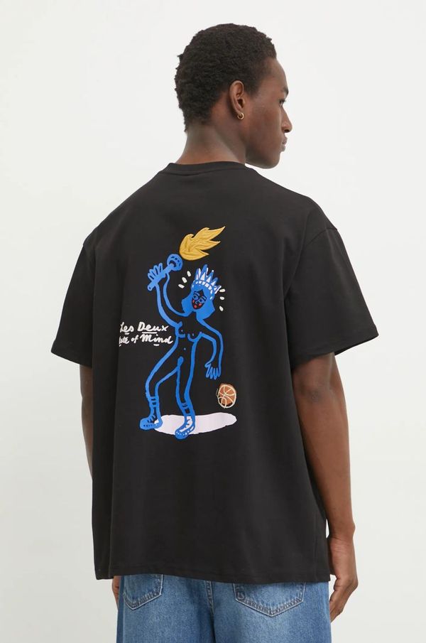 Les Deux Bombažna kratka majica Les Deux moška, črna barva, LDM101207