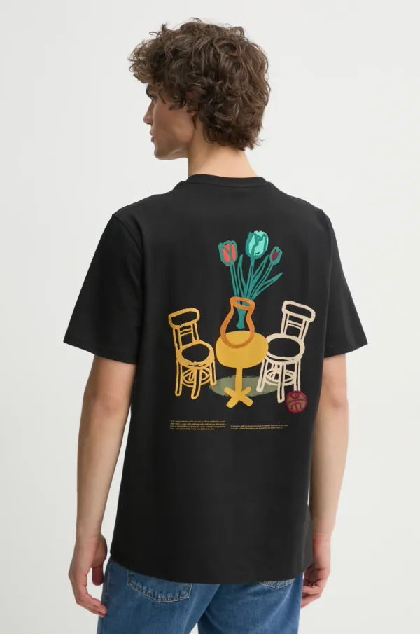 Les Deux Bombažna kratka majica Les Deux moška, črna barva, LDM101221