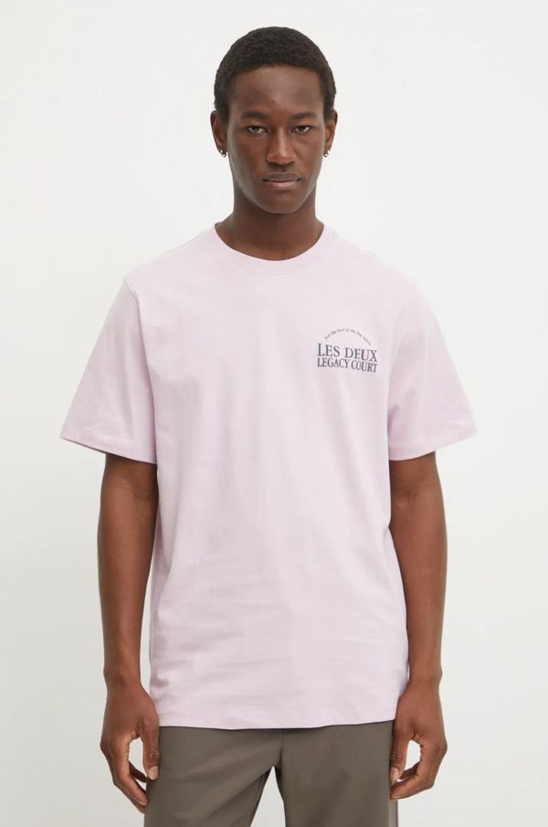 Les Deux Bombažna kratka majica Les Deux moška, roza barva, LDM101204