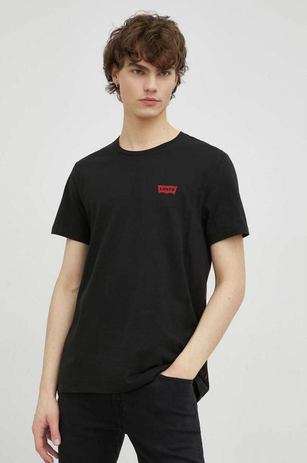 Levi's Bombažna kratka majica Levi's 2-pack črna barva