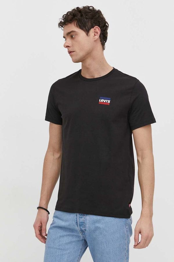 Levi's Bombažna kratka majica Levi's 2-pack moški, črna barva