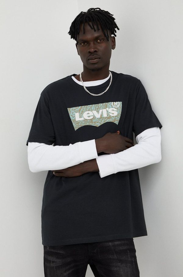 Levi's Bombažna kratka majica Levi's črna barva