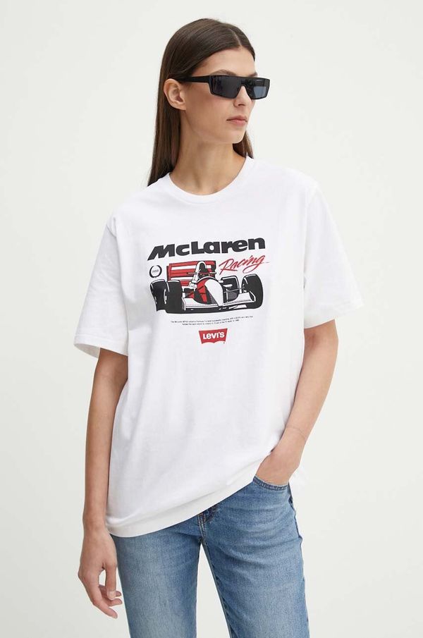 Levi's Bombažna kratka majica Levi's Levi’s x McLaren bela barva, A8991-0000