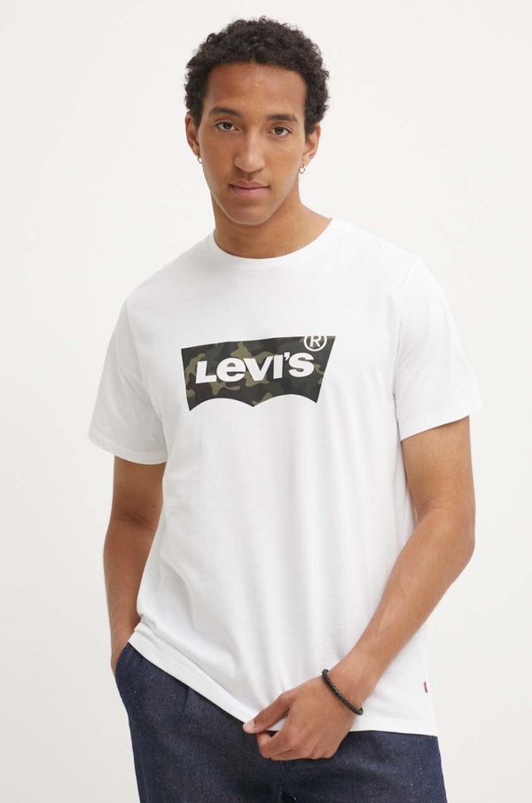 Levi's Bombažna kratka majica Levi's moška, bela barva, 22489