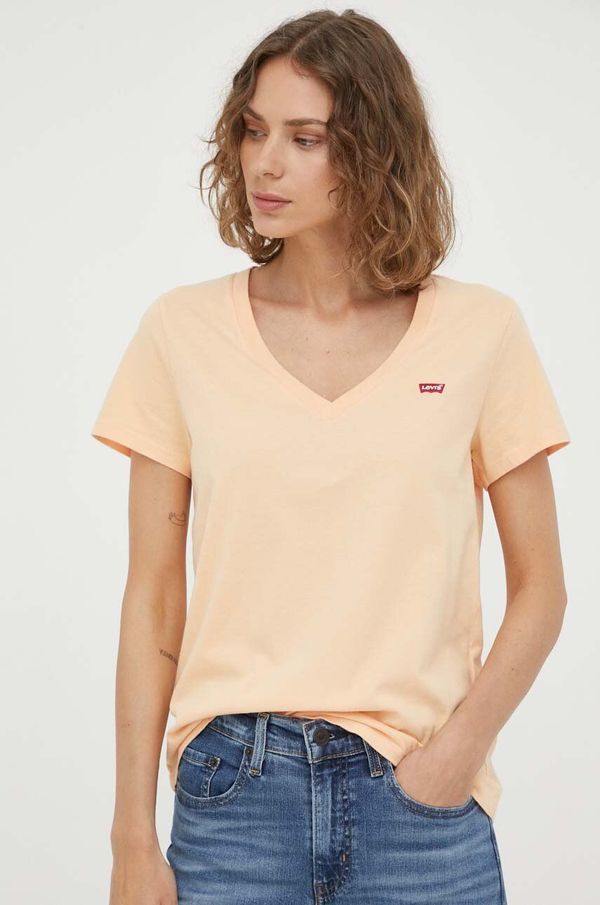 Levi's Bombažna kratka majica Levi's oranžna barva