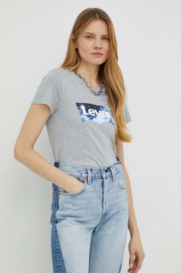 Levi's Bombažna kratka majica Levi's siva barva