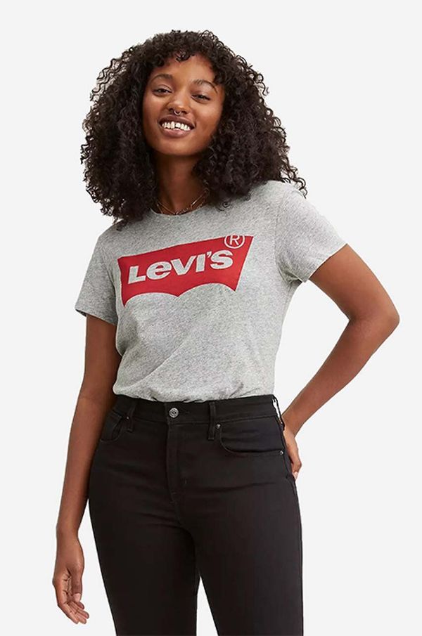 Levi's Bombažna kratka majica Levi's The Perfect Tee siva barva