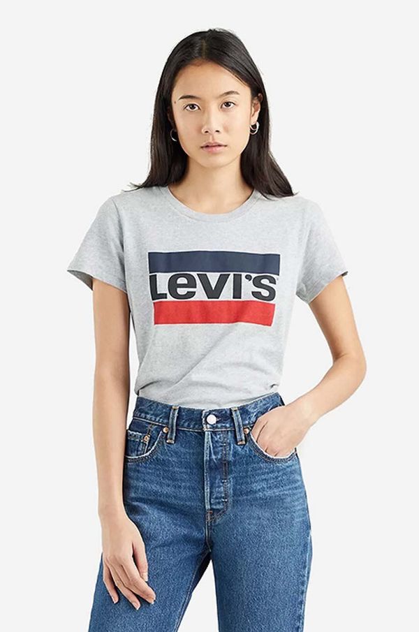 Levi's Bombažna kratka majica Levi's The Perfect Tee siva barva