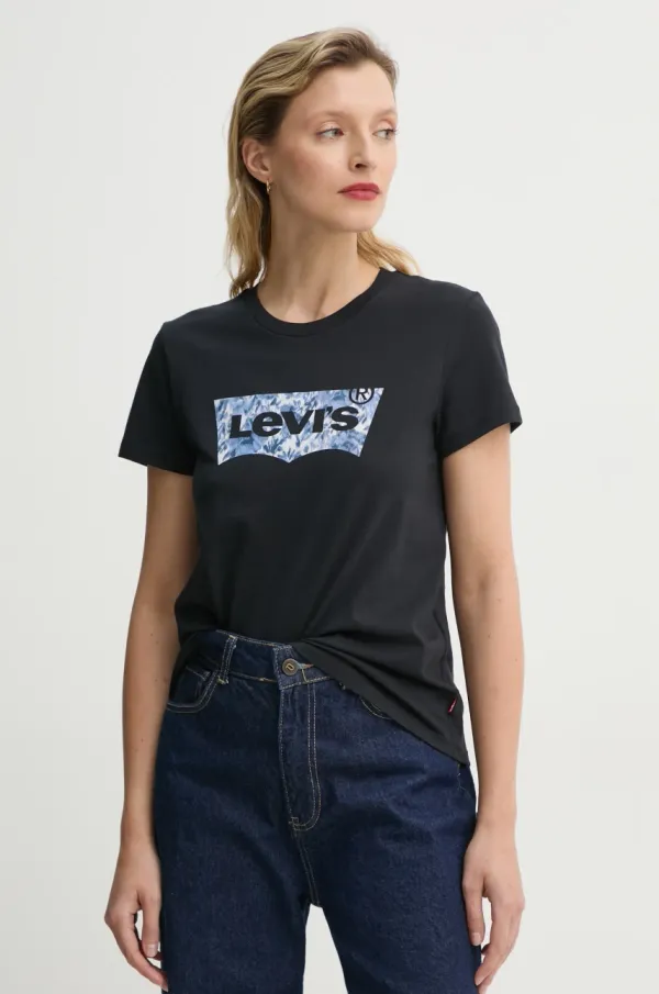 Levi's Bombažna kratka majica Levi's THE PERFECT TEE ženska, črna barva, 17369