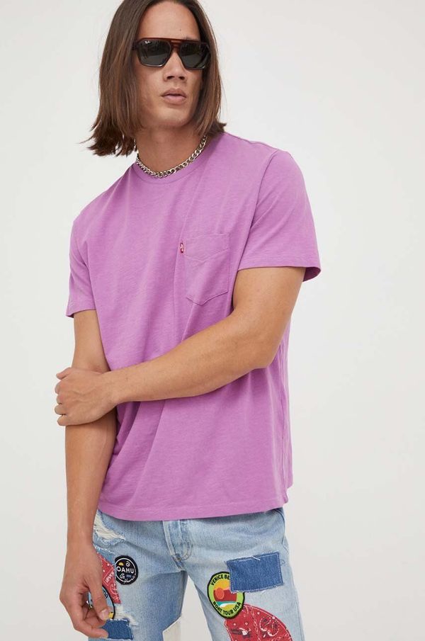 Levi's Bombažna kratka majica Levi's vijolična barva