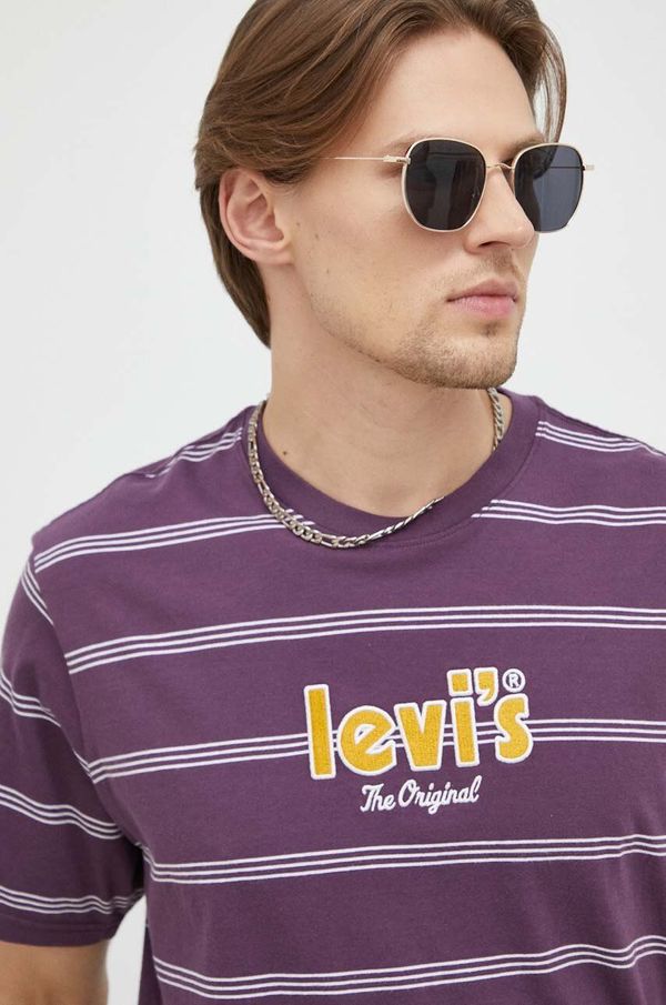 Levi's Bombažna kratka majica Levi's vijolična barva