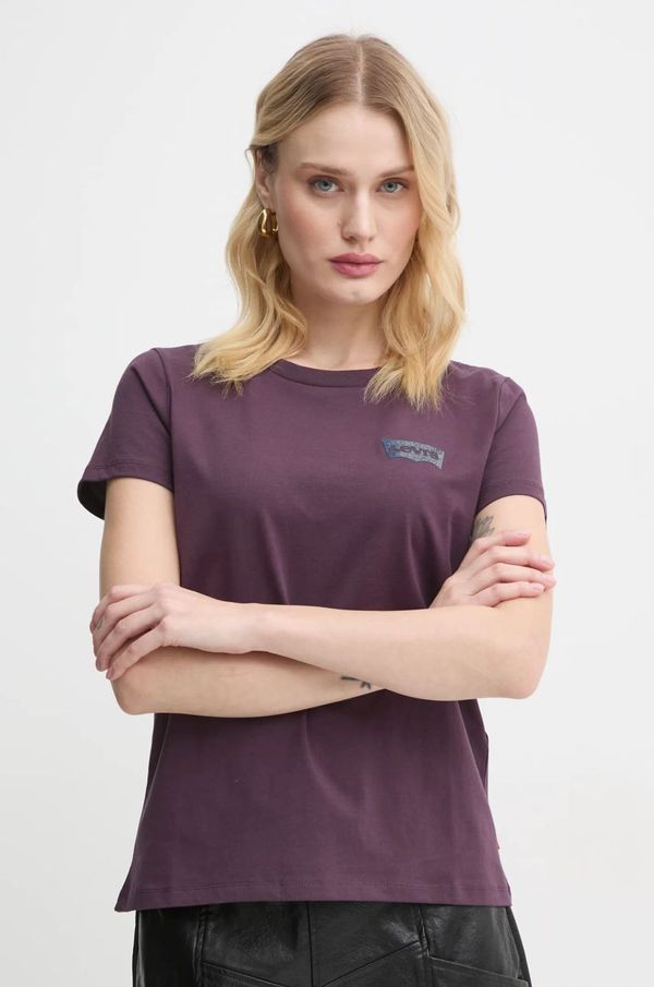 Levi's Bombažna kratka majica Levi's ženska, vijolična barva, 17369-2809