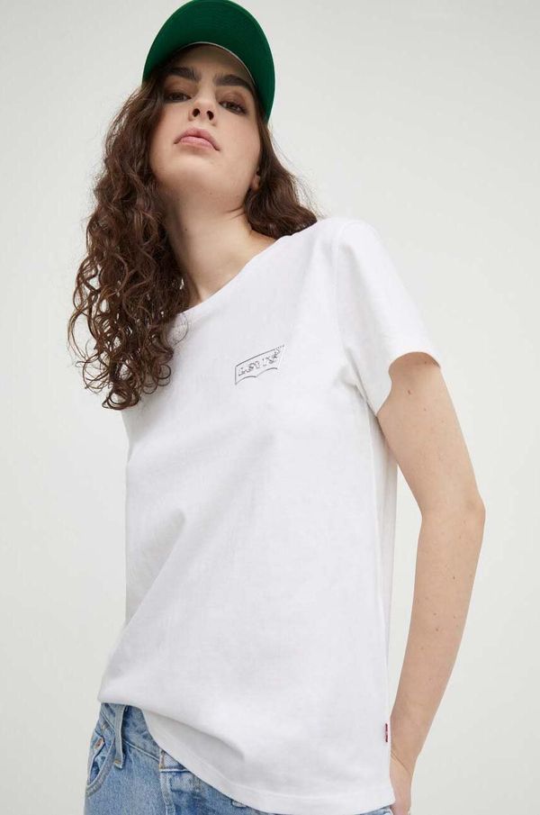 Levi's Bombažna kratka majica Levi's ženski, bela barva