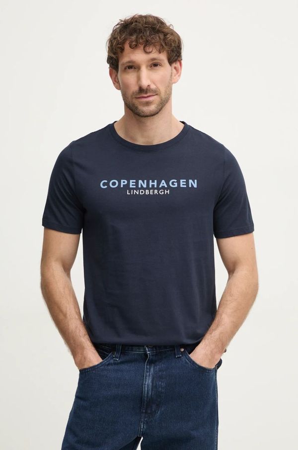 Lindbergh Bombažna kratka majica Lindbergh moška, mornarsko modra barva, 30-400200
