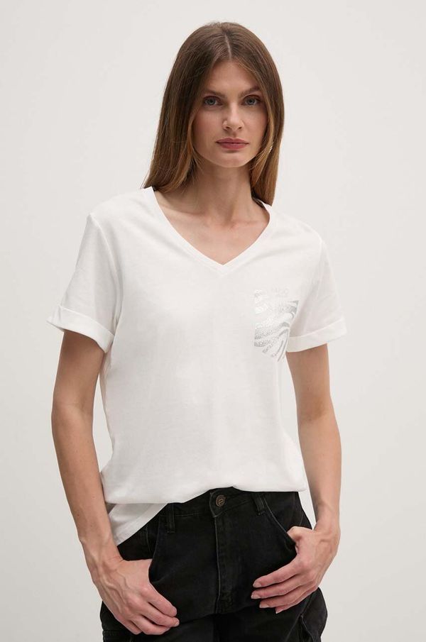 Liu Jo Bombažna kratka majica Liu Jo ženska, bela barva, TF4078 J6040