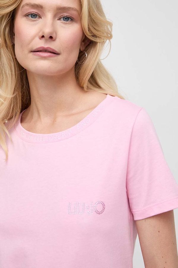 Liu Jo Bombažna kratka majica Liu Jo ženski, roza barva