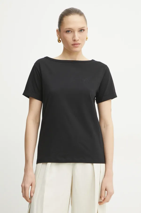 Liviana Conti Bombažna kratka majica Liviana Conti ženska, črna barva, F5SW69