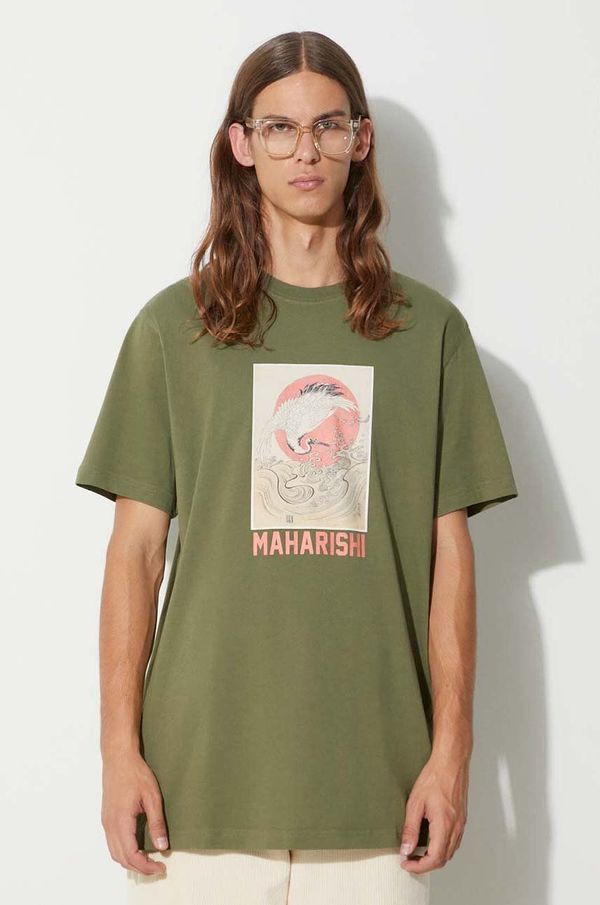 Maharishi Bombažna kratka majica Maharishi Peace Crane T-Shirt zelena barva, 1072