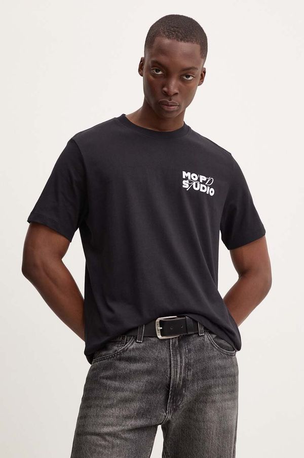 Marc O'Polo Bombažna kratka majica Marc O'Polo DENIM moška, črna barva, 5000005105