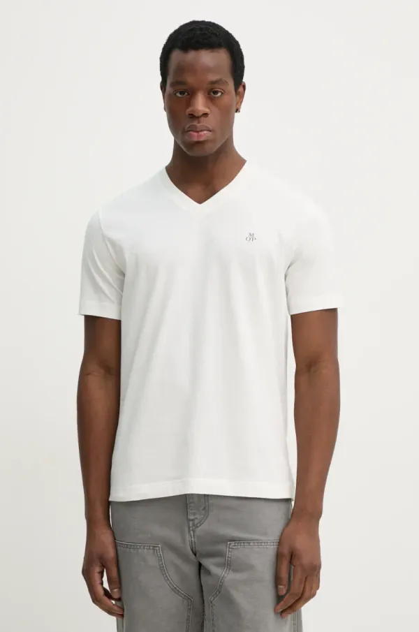 Marc O'Polo Bombažna kratka majica Marc O'Polo moška, bela barva, 522201251616