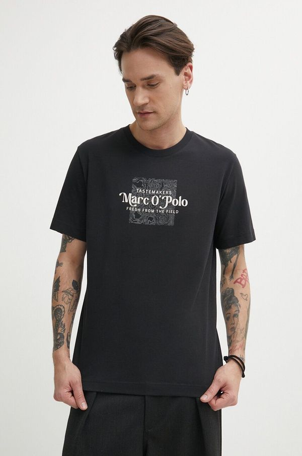 Marc O'Polo Bombažna kratka majica Marc O'Polo moška, črna barva, 423201251076