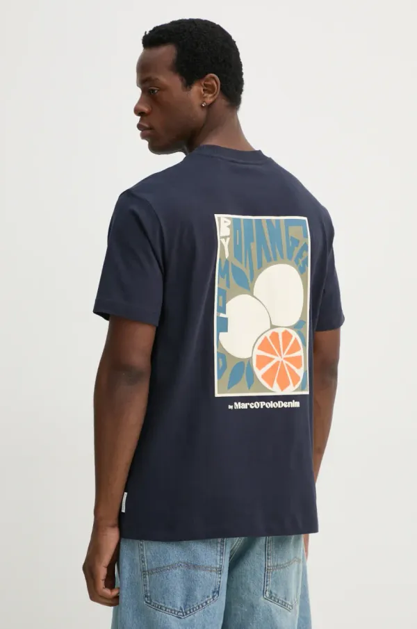 Marc O'Polo Bombažna kratka majica Marc O'Polo moška, mornarsko modra barva, 5000006002