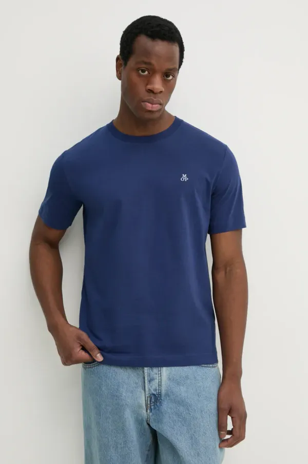 Marc O'Polo Bombažna kratka majica Marc O'Polo moška, mornarsko modra barva, 522201251054