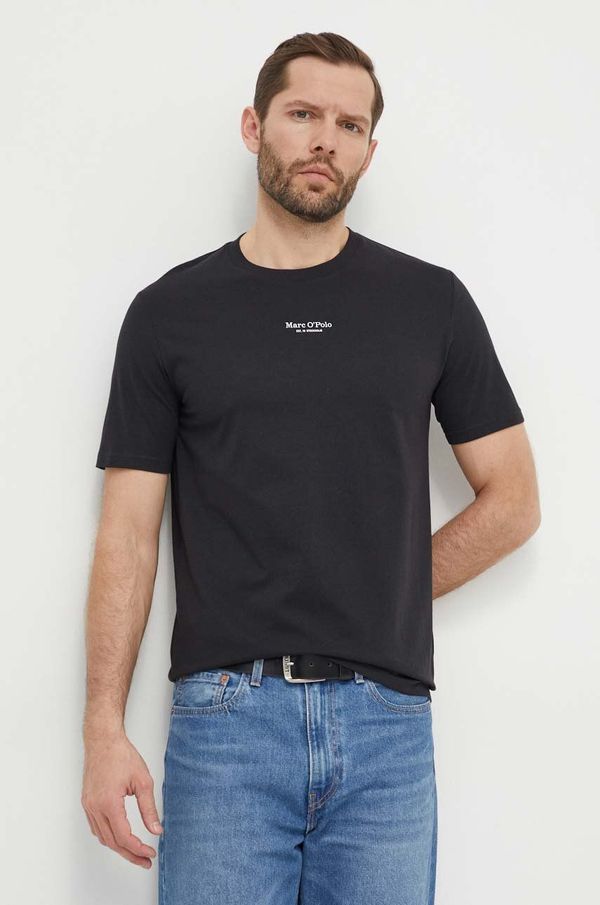 Marc O'Polo Bombažna kratka majica Marc O'Polo moški, črna barva